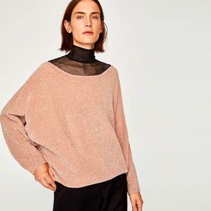 Zara dusty pink chenille oversized sweater